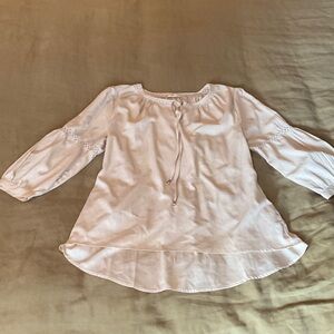 Antilia Femme Cream Lace Trim Blouse